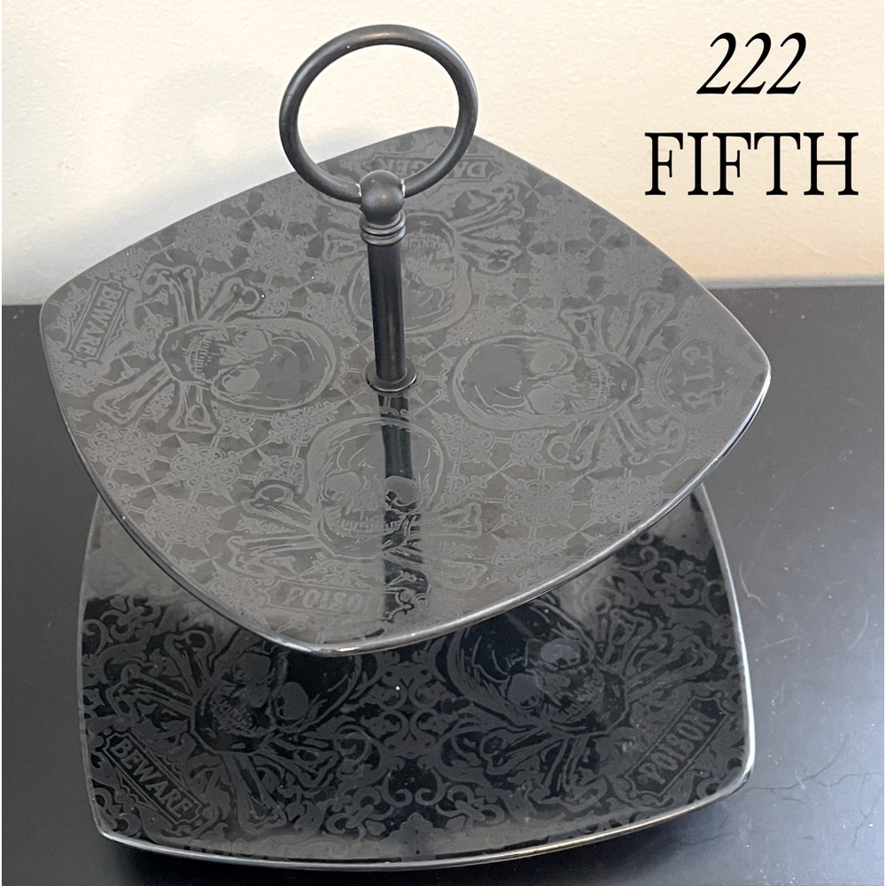 Tiered Halloween, Goth Porcelain Dessert Tray by 222 Fifth (Can be taken apart)
